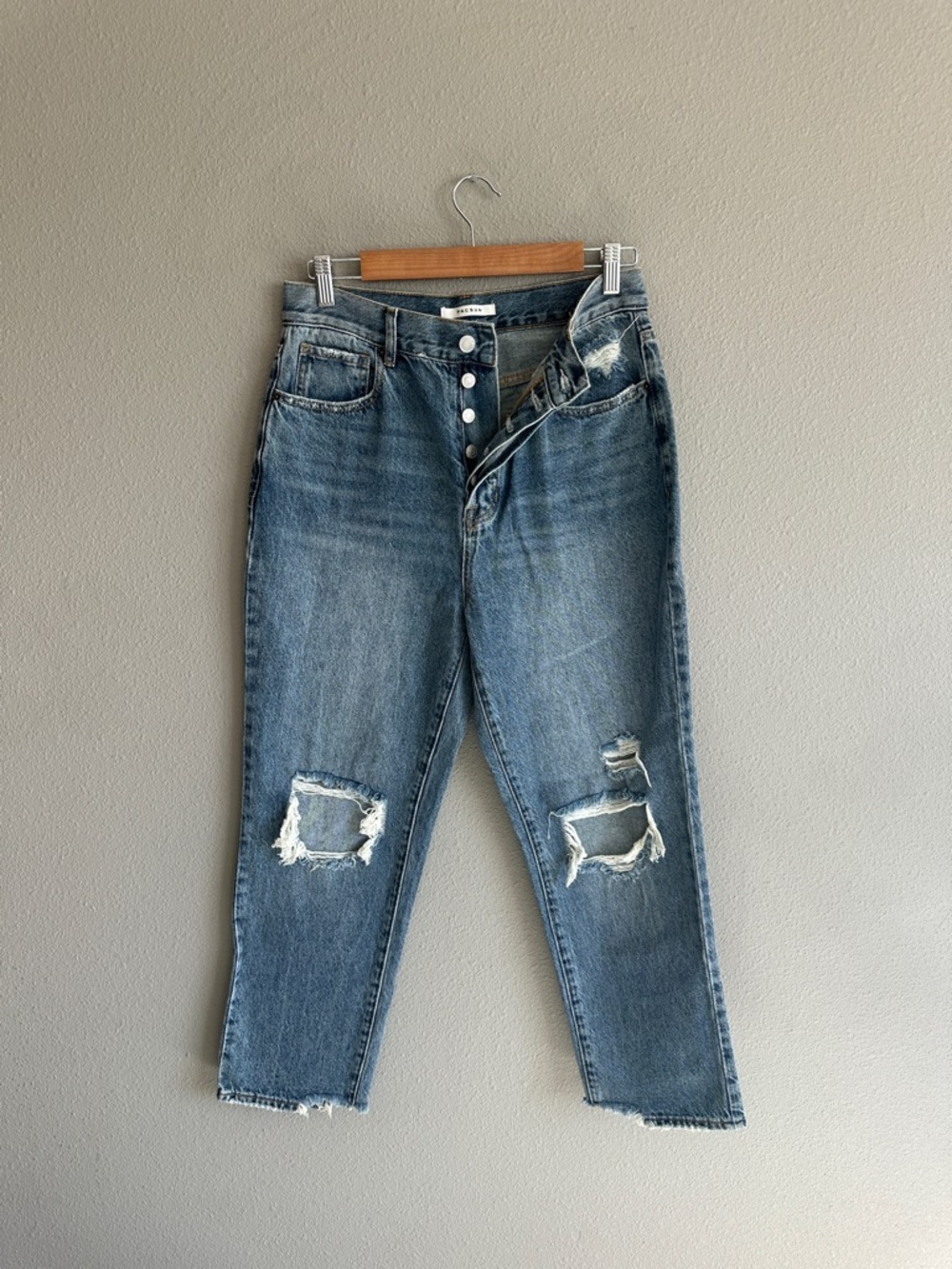 PacSun High Rise Straight Distressed Button Fly Jeans 29